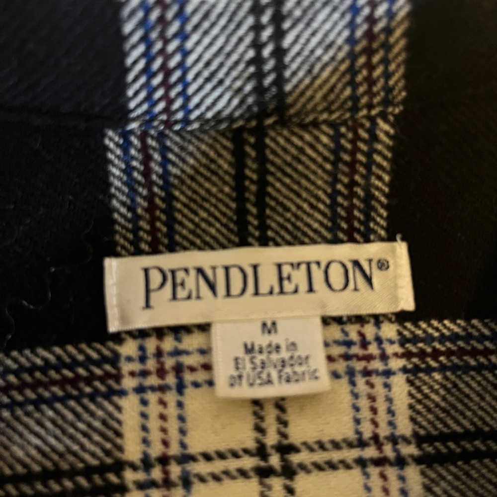 Pendleton Black and Cream Plaid Blazer 100% Virgin Wool Size M - Picture 3 of 10